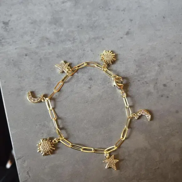 18k Gold Celestial Charm Bracelet - Picture 2 of 2